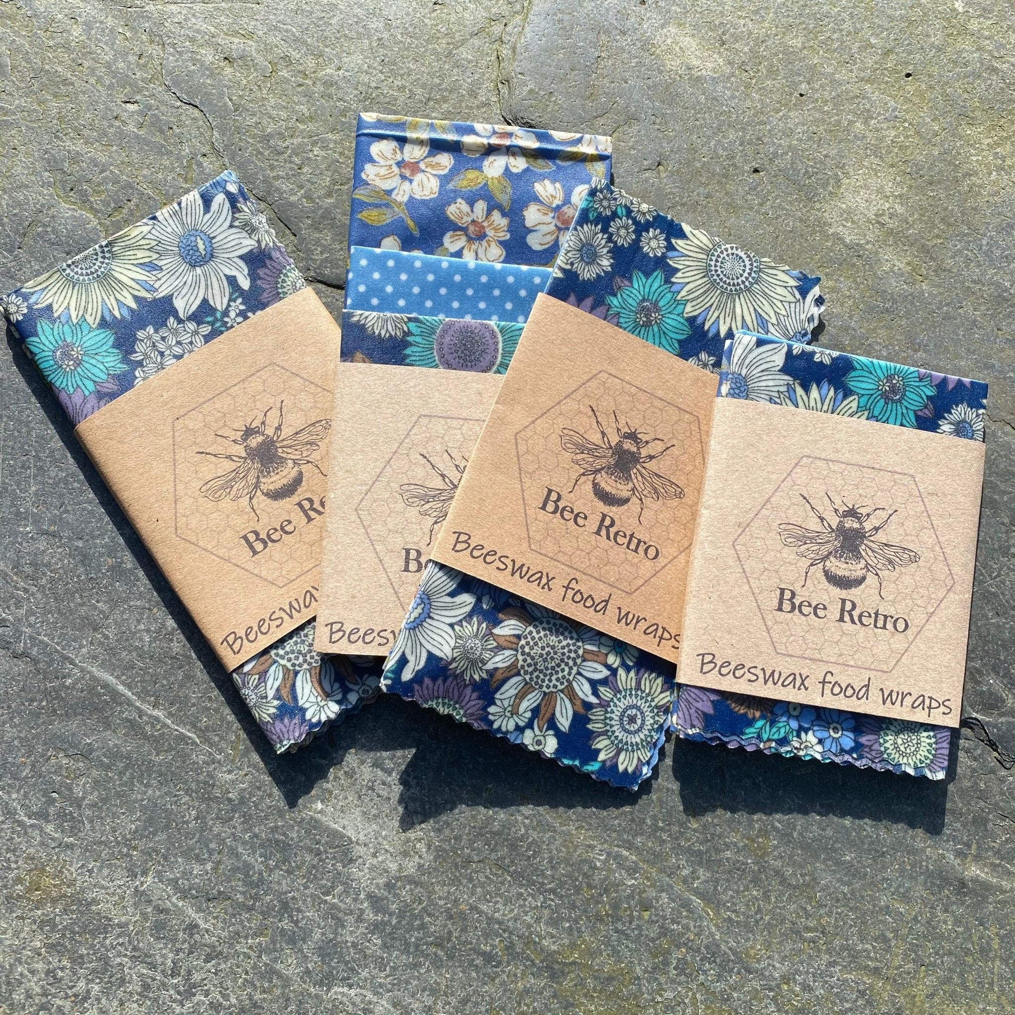 Blue Sunflower- Eco Friendly Beeswax Wrap - Rooted in Magic Bee Retro