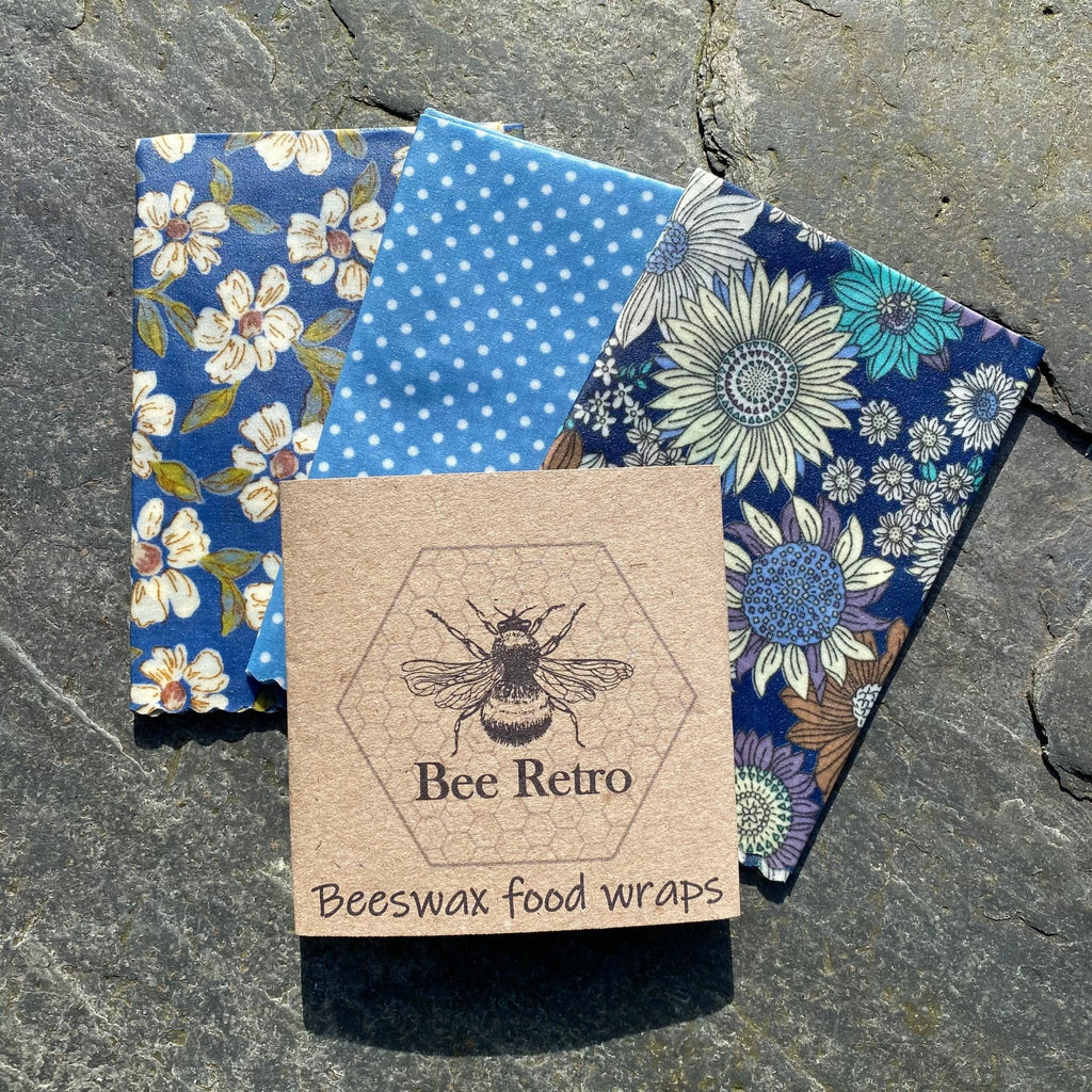 Blue Sunflower- Eco Friendly Beeswax Wrap - Rooted in Magic Bee Retro