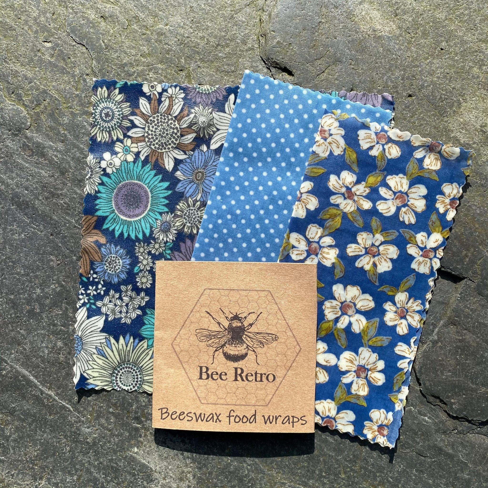 Blue Sunflower- Eco Friendly Beeswax Wrap - Rooted in Magic Bee Retro