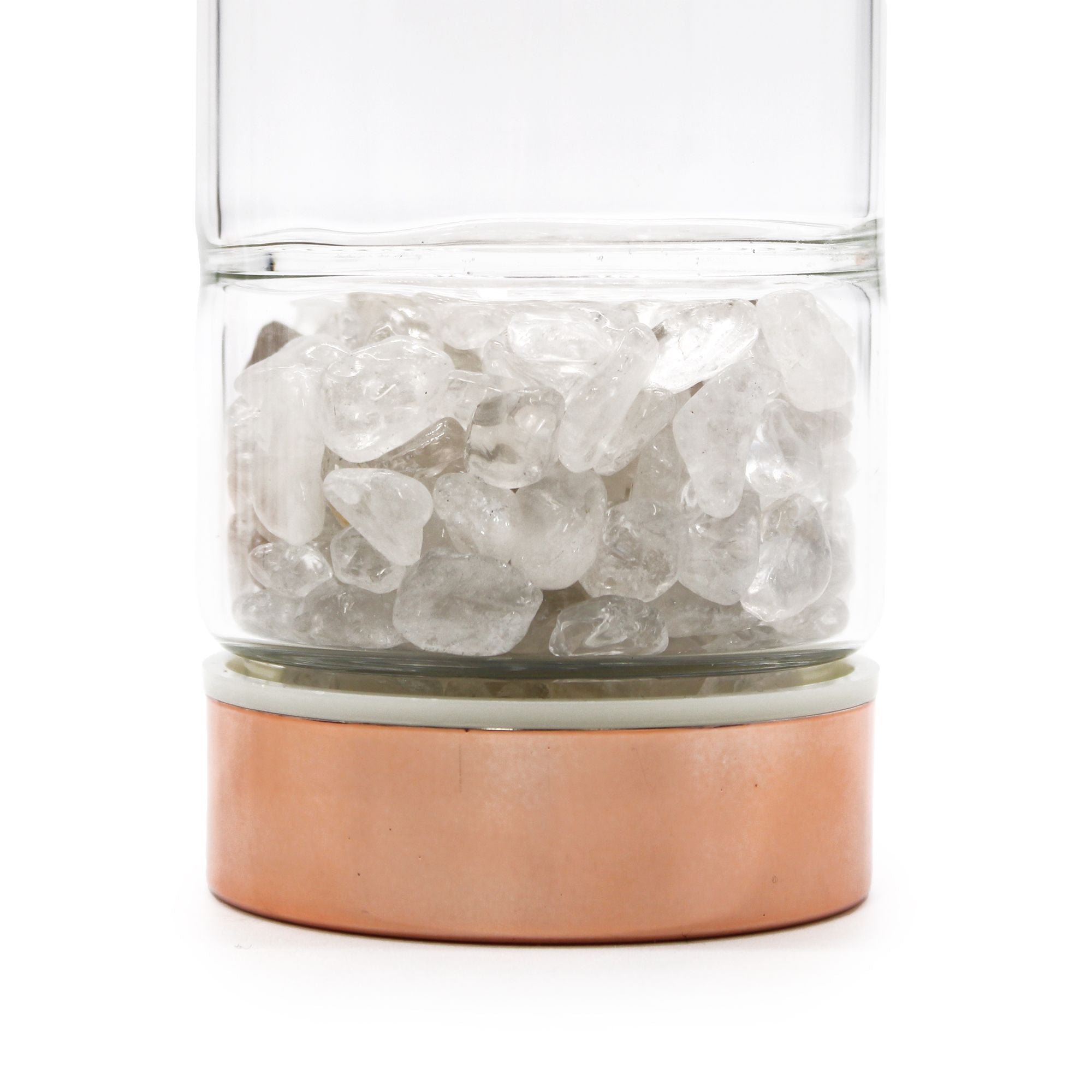 Crystal Glass Tea Infuser Bottle - Rose Gold - Rock Quartz - Rooted in Magic Crystal Glass Tea Infuser Bottle