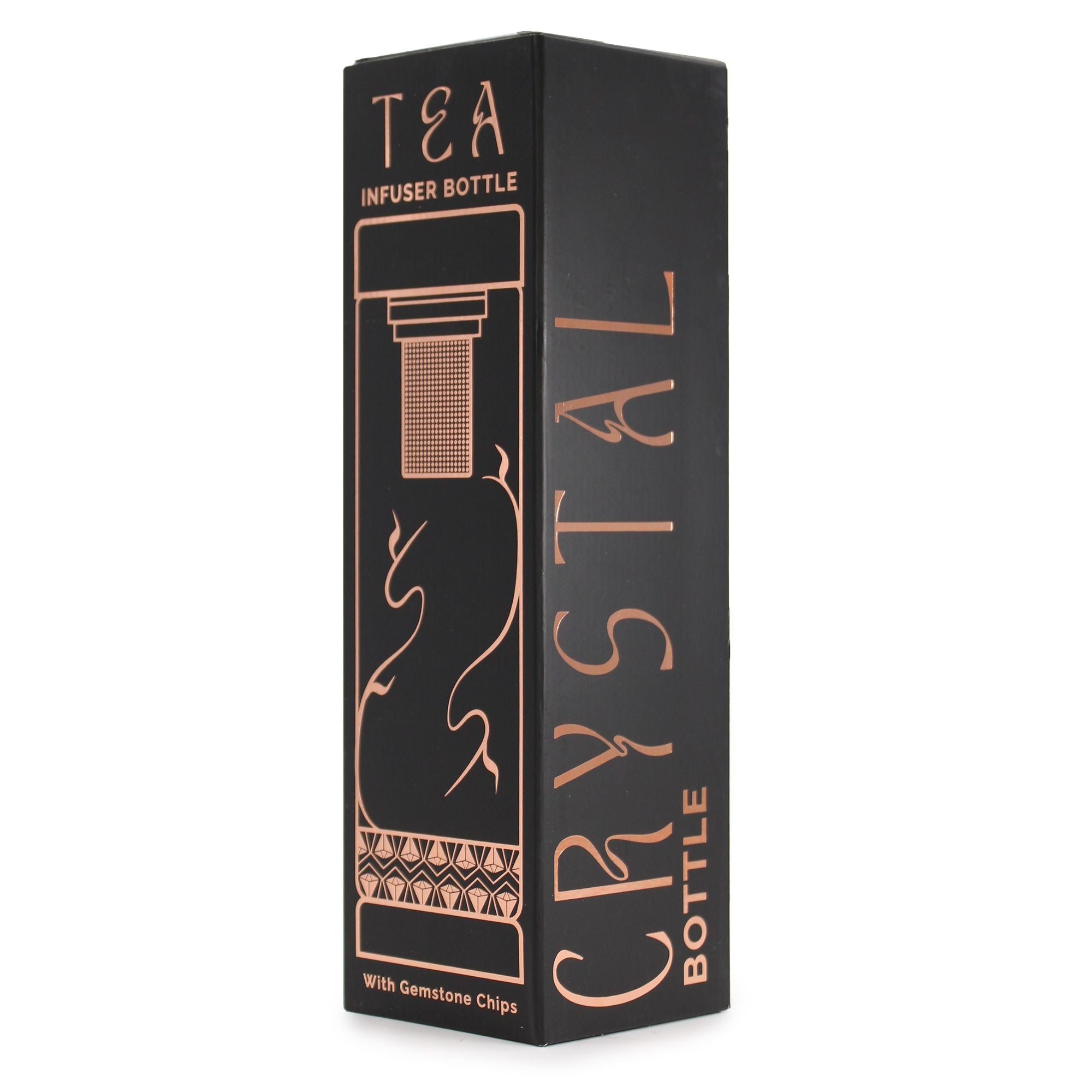 Crystal Glass Tea Infuser Bottle - Rose Gold - Rock Quartz - Rooted in Magic Crystal Glass Tea Infuser Bottle
