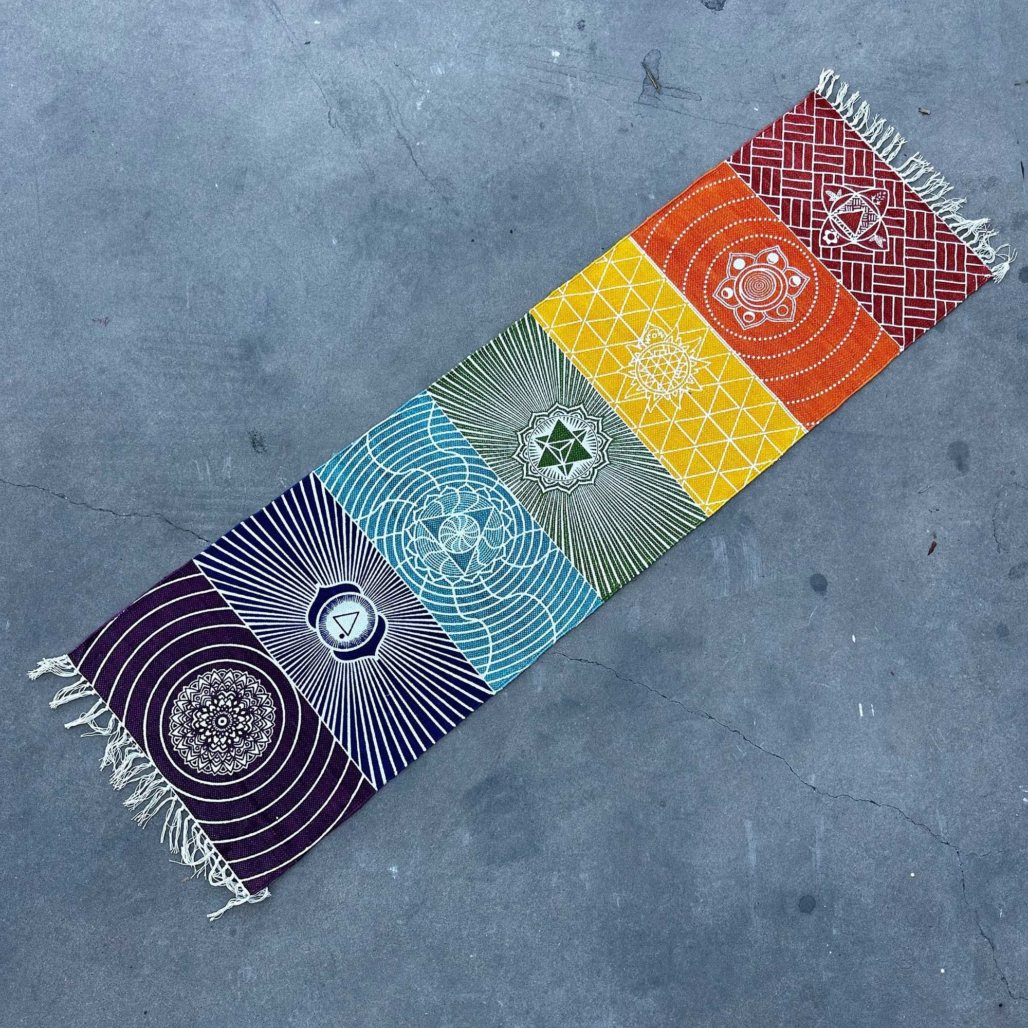 Yoga Rug - 60X200cm - 7 Chakras - Rooted in Magic Boho Comfort Throws