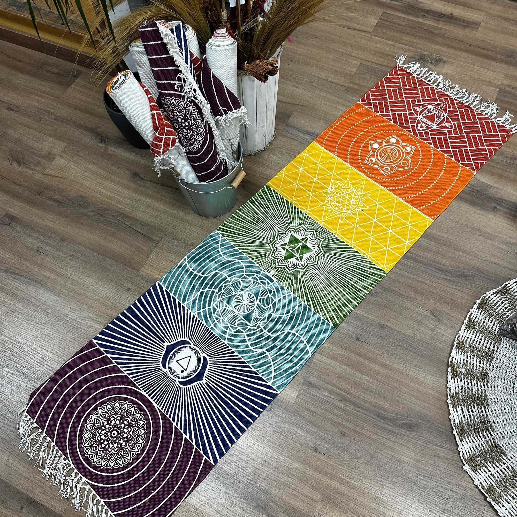 Yoga Rug - 60X200cm - 7 Chakras - Rooted in Magic Boho Comfort Throws
