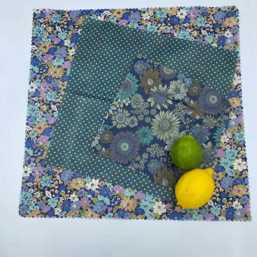 Blue Sunflower- Eco Friendly Beeswax Wrap - Rooted in Magic Bee Retro