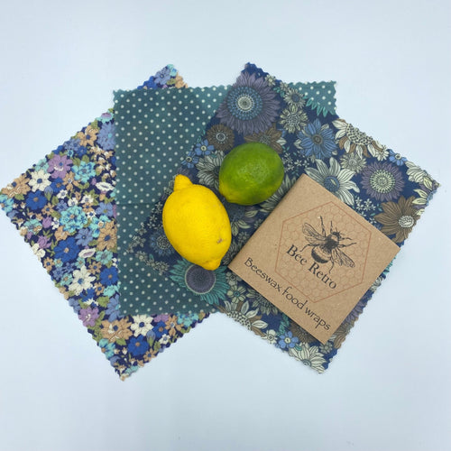 Blue Sunflower- Eco Friendly Beeswax Wrap - Rooted in Magic Bee Retro